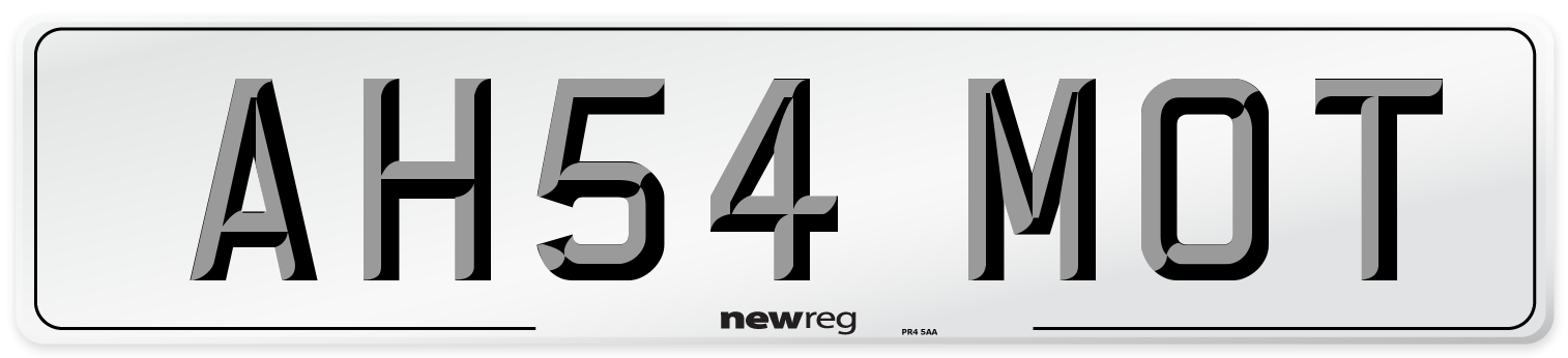 AH54 MOT Number Plate from New Reg